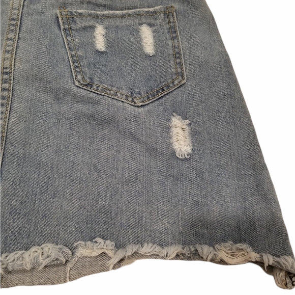 Distressed Ripped Frayed Denim Mini Skirt - Picture 8 of 11